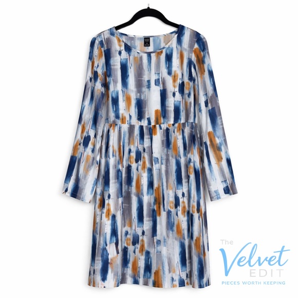 Emery Rose Dresses & Skirts - Emery Rose Painterly Abstract Midi Dress | Long Sleeve | Size Small